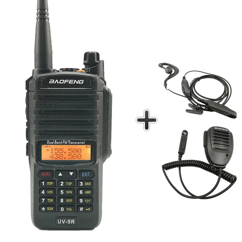 Add 1headset 1mic Baofeng UV-9R IP67 водонепроницаемая рация Uhf Vhf Ham HF портативное радио UV 9R полицейское оборудование Walky Talky профессиональное UV9R - Цвет: Add 1headset 1mic