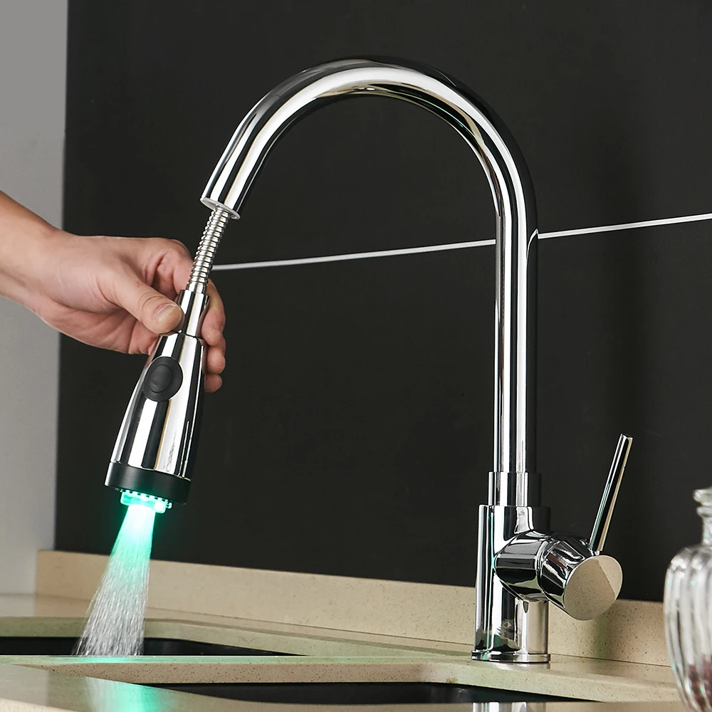 Светодиодный кран для воды в Кухня Torneira De Cozinha светодиодный светильник раковина