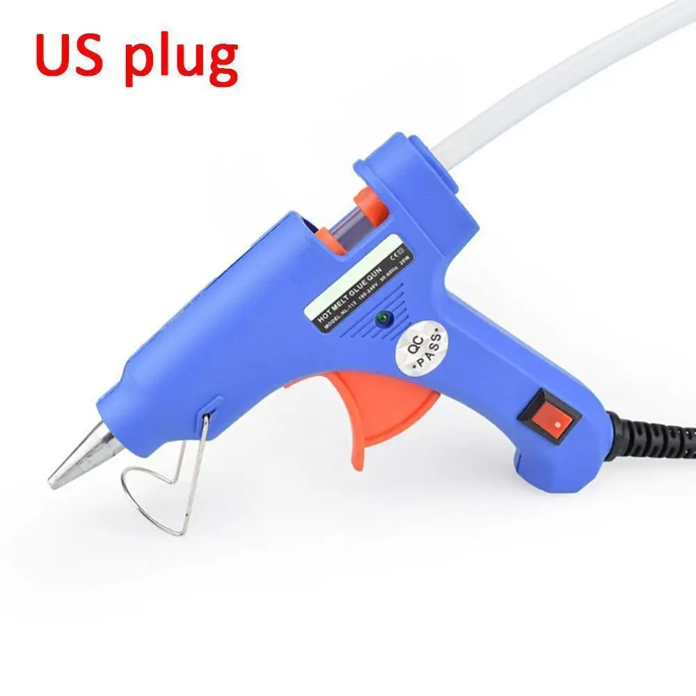 BLUE US ACEHE 20 Вт США Plug термоклей пистолет 7 мм Клей-карандаш промышленных мини Пистолеты термо-электрический тепла Температура инструмент груза падения - Цвет: BLUE US