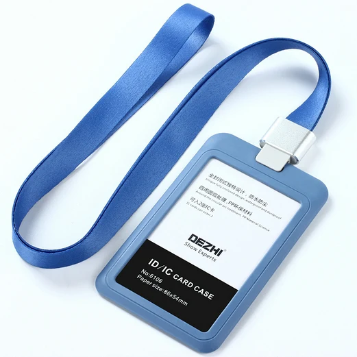 blue set DEZHI модный стиль ID IC карты держатель значка работы карты с полиэфирным шнурком, самая низкая цена, может изготовить логотип, OEM - Цвет: blue set