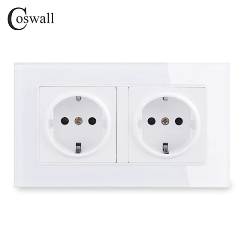 

Coswall черная стеклянная розетка 16А