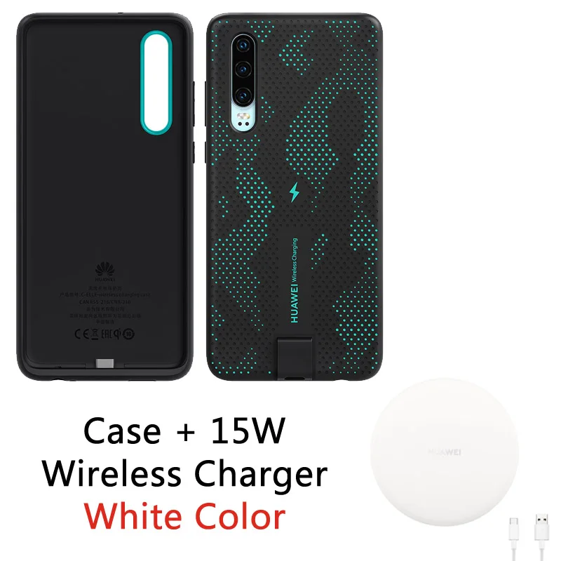CNR216 UVT Qi 10 Вт HUAWEI P30 беспроводной зарядный чехол Магнитная Задняя крышка поддерживает автомобильное крепление ELE-L09/L29 - Цвет: Blue Add 15W White