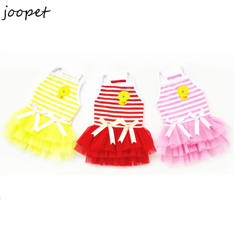Free Drop Shipping 3 Colors Stripes Lace chiffon Pet tutu summer Dress Outfit Puppy chihuahua girl dog clothes Clothes Apparel | Дом и сад