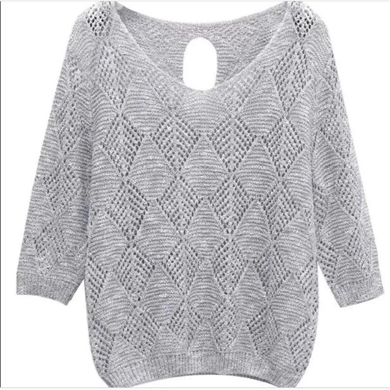 New Women Knit Sweater Round Collar Hollow Spring Summer Loose Slim Ladies Fashion Big Yards Short Pullover A0179 | Женская одежда