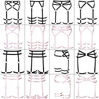 pink strappy garter belt women stockings suspender harness body bra plus size lingerie top cage pentagram harajuku punk clothing