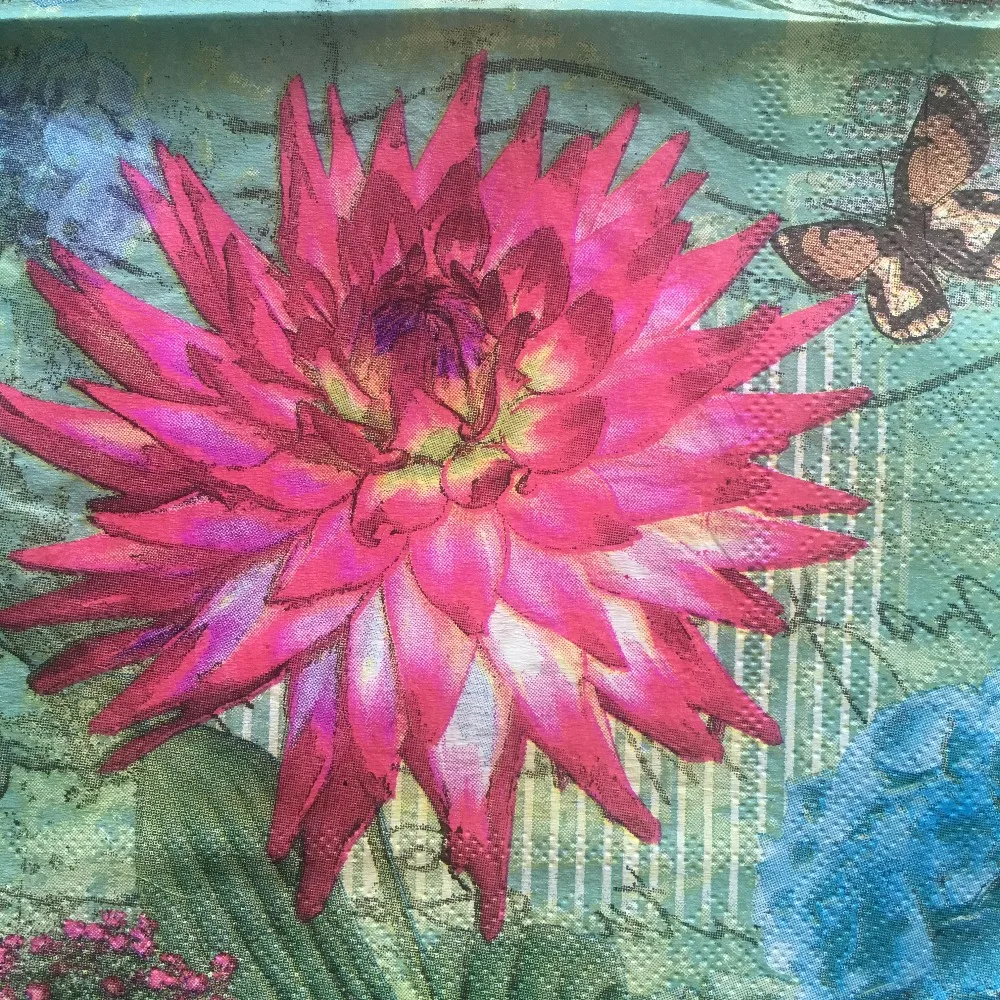 Декупаж Свадебные винтажные салфетки бумажные Элегантные розовый синий цветок