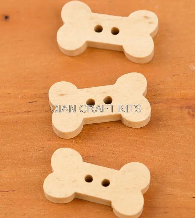 

100pcs Dog Bone натуральное дерево ручная работа 19 мм