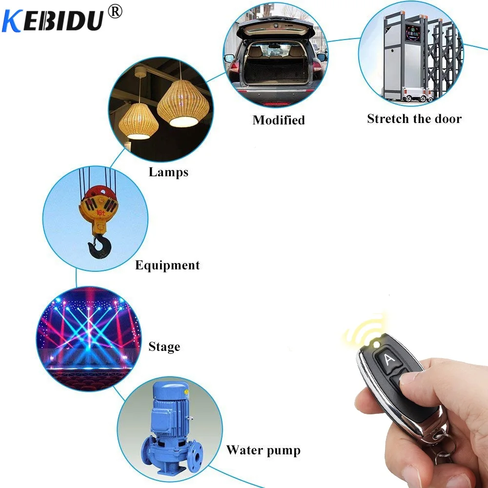 kebidu Universal Wireless Remote Control 433Mhz Switch DC 12V 1CH relay Receiver Module RF Transmitter | Электроника