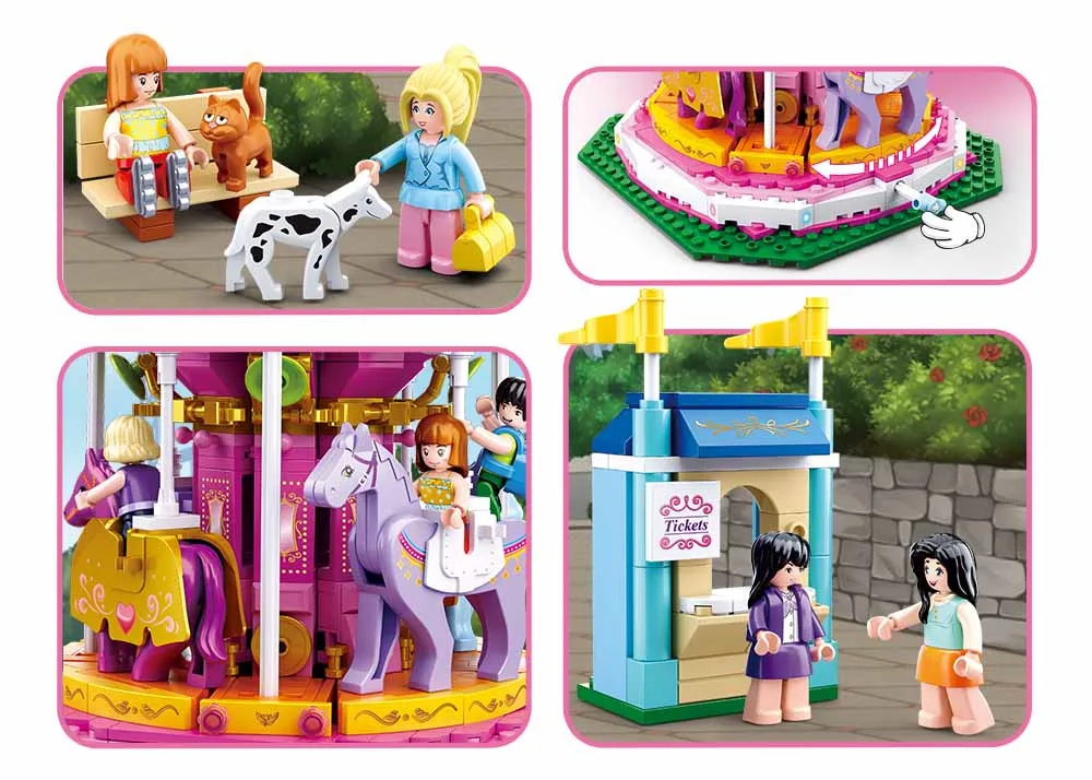 0725 762pcs City Girl Friends Amusement park Carrousel Merry-go-round Building Blocks Toys For Chidlren | Игрушки и хобби
