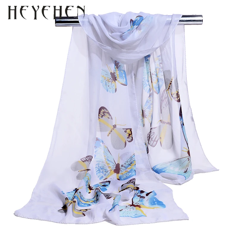 2017 Новый Модный шифоновый шарф с бабочками Летний Пляжный Солнцезащитный