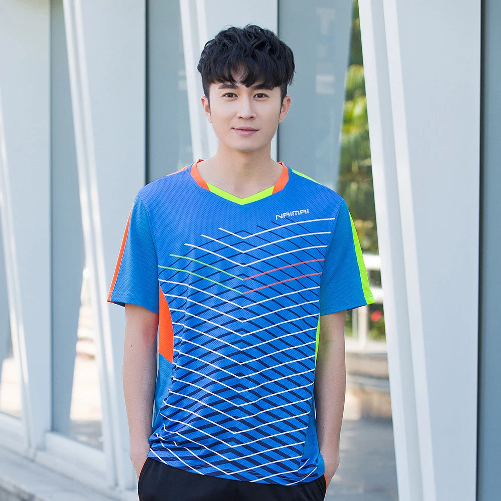 Man 1 shirt Новинка, рубашки для бадминтона для женщин/мужчин, теннисные рубашки, футболки для настольного тенниса, быстросохнущая одежда для бадминтона 5090 - Цвет: Man 1 shirt