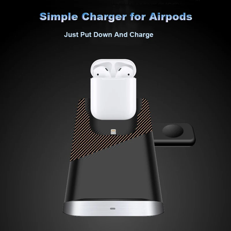10 Вт Беспроводное зарядное устройство подставка для iPhone Apple Watch Airpods Быстрое беспроводное зарядное устройство для iWatch 1 2 3