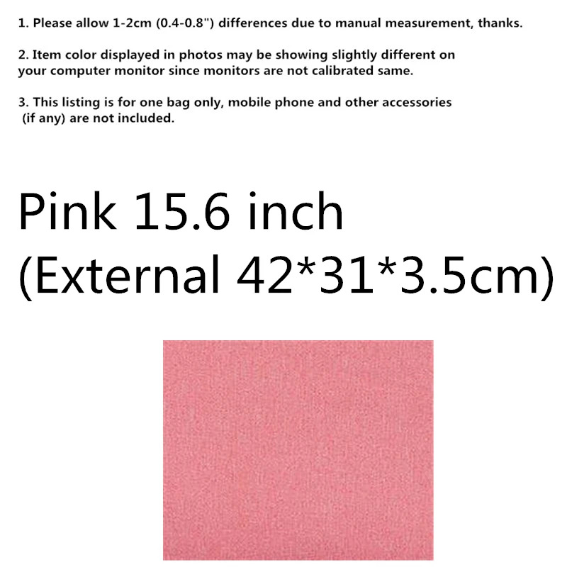 Pink 15.6 inch Сумка для ноутбука Macbook Air Pro retina 11 12 13 14 15 15,6 дюймов чехол для ноутбука чехол для планшета Xiaomi Air hp Dell - Цвет: Pink 15.6 inch