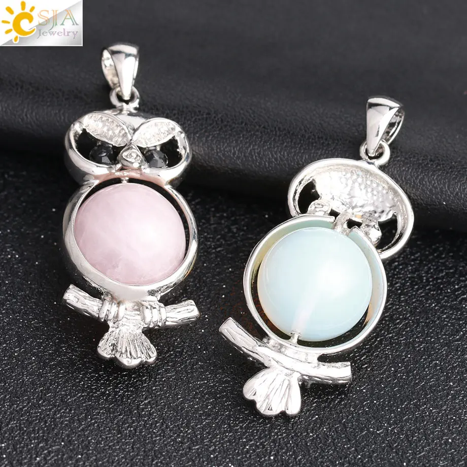 Ожерелье CSJA с кулоном в виде милой совы круглые шарики из бисера натуральные