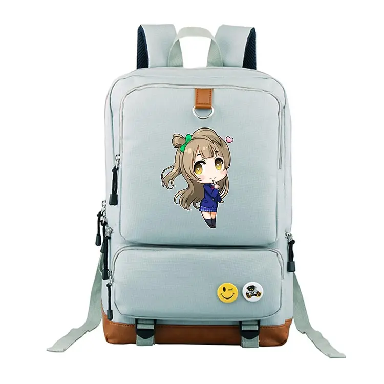 Аниме Любовь жить Обувь для девочек мультфильм Рюкзак Студенты Bagpack ноутбук Рюкзаки дети девушка большой Ёмкость портфель Школьные ранцы - Цвет: Gray 9