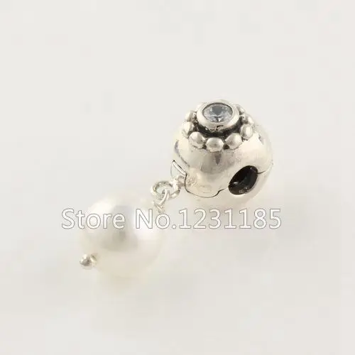 2014 Women New 3.38g 925 Sterling Silver Pearl Flower Crystal Clip Charms Fit European Style | Украшения и аксессуары
