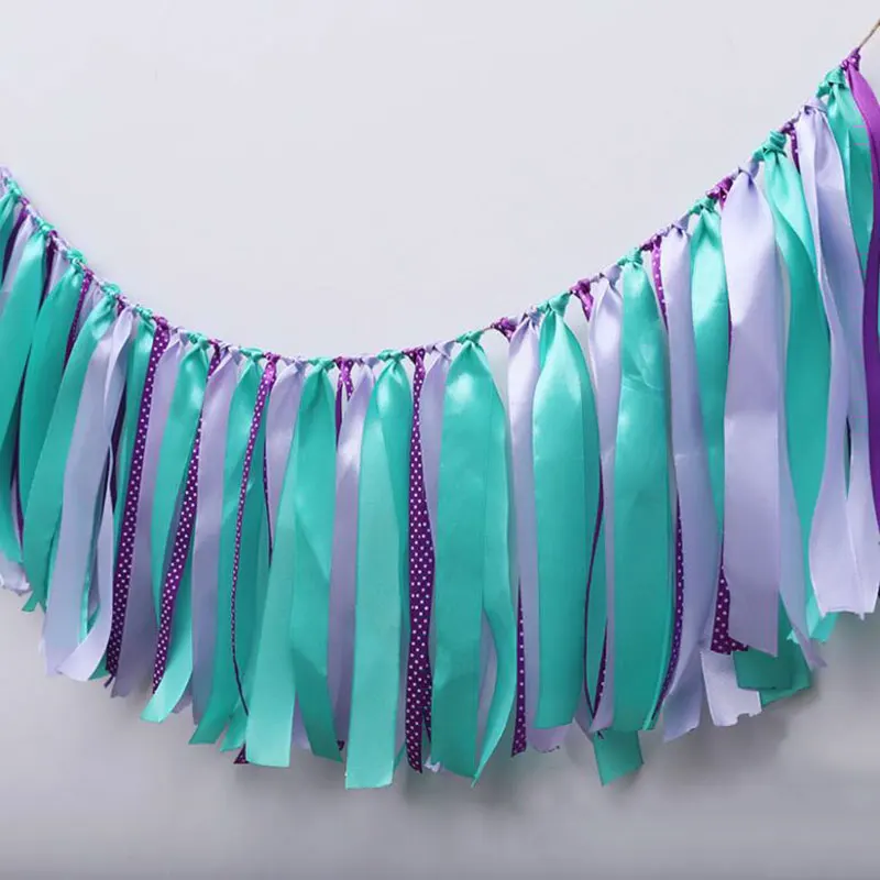 Тема русалки гирлянда для детей 1 день рождения товары вечеринки фиолетовые