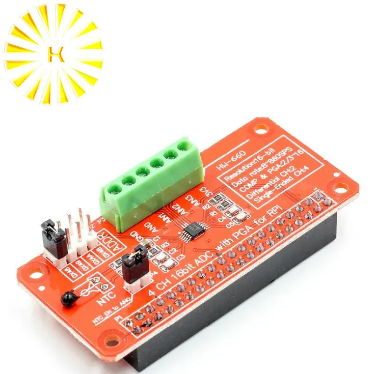 16 бит I2C ADS1115 модуль ADC 4 канальный для Raspberry Pi 3/2 Модель B/B + коннектор|Соединители| |