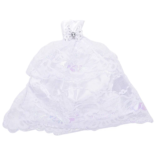 Модное красивое белое искусственное свадебное платье вечернее кружевное для