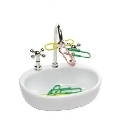 Белый пластиковый смеситель для раковины дизайн держатель с зажимом бумаги |