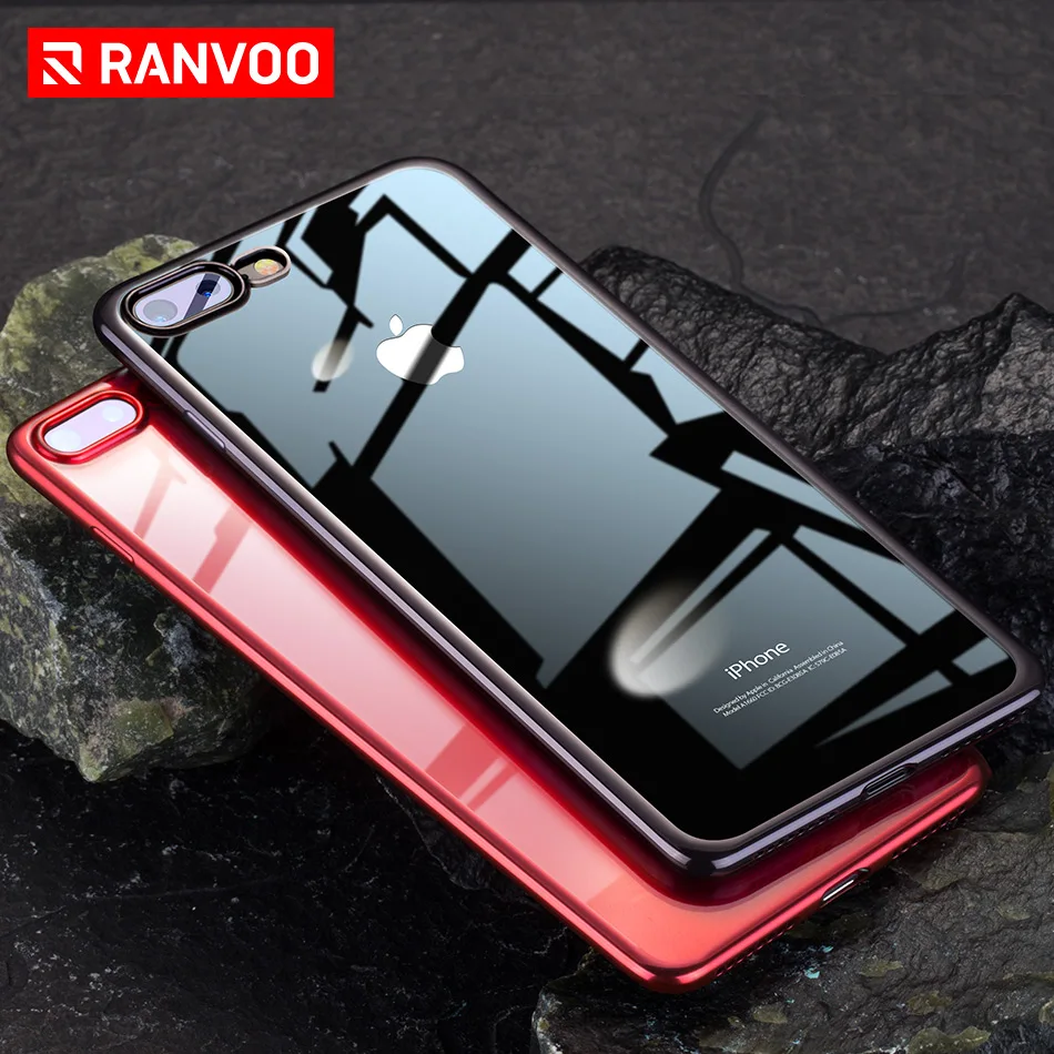 RANVOO чехол для iPhone X 7 8 plus плюс мягкая TPU прозрачный покрытие Сияющий Full Cover плюс| |