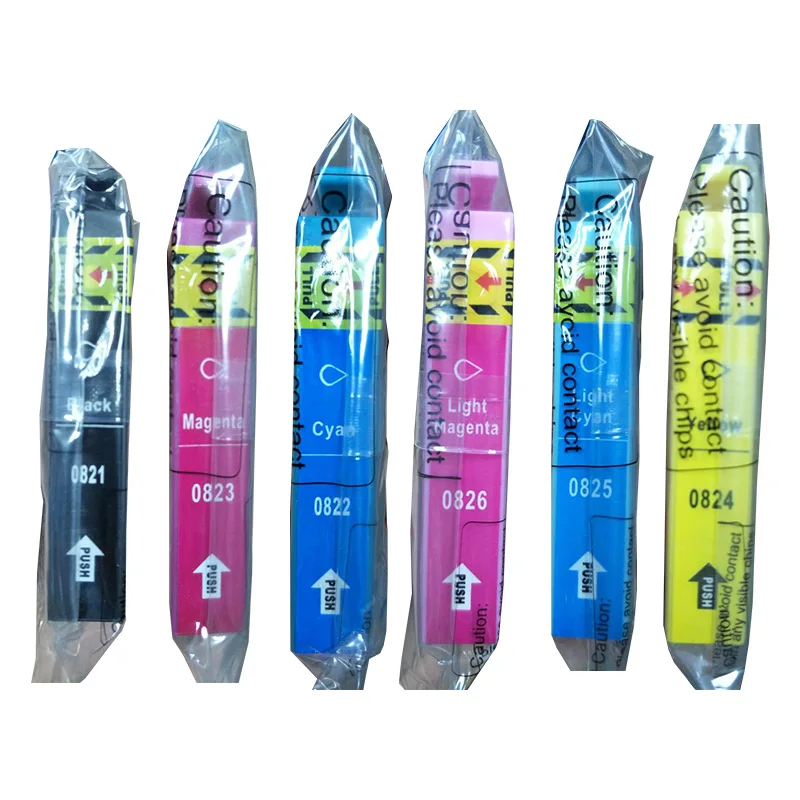 Чернильные картриджи T0821 - T0826 для Epson R270 R390 TX650 T50 T59 RX590 TX700W TX800W TX720 TX700 TX800 RX610 |