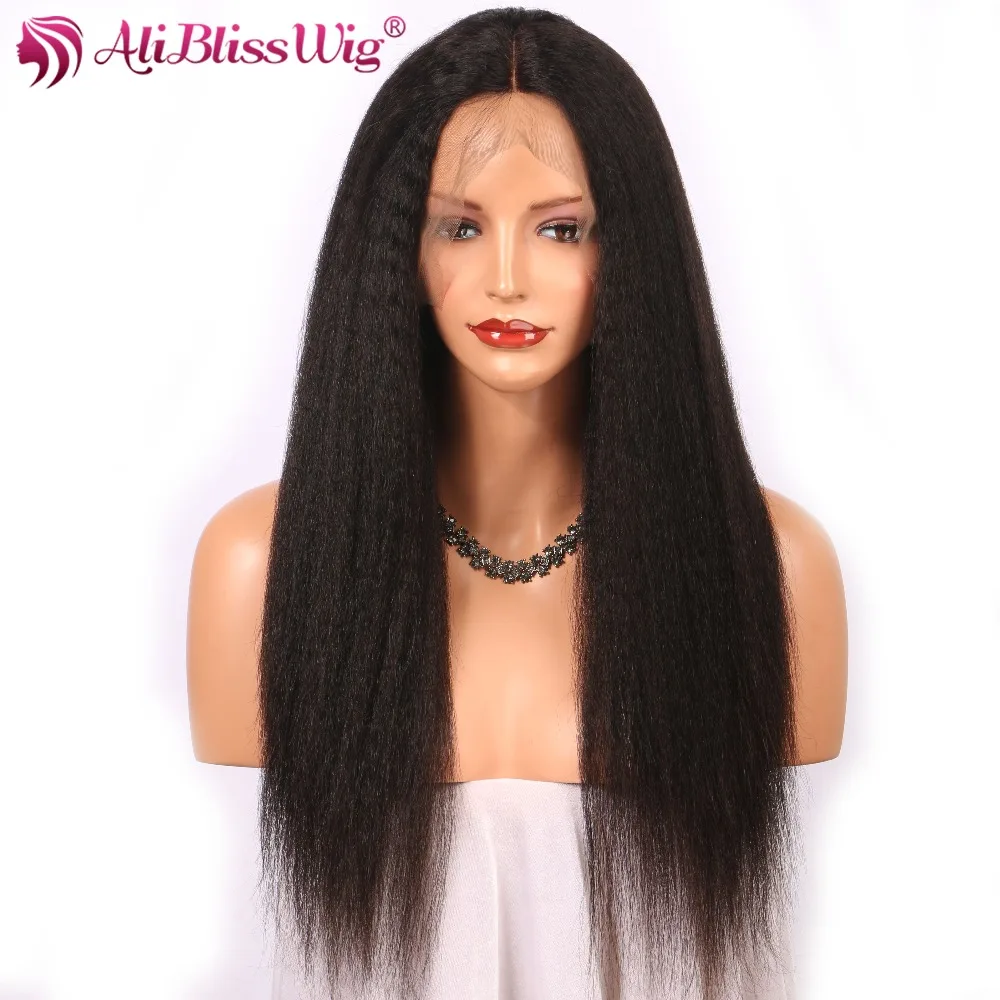 

Aliblisswig человеческие волосы, фронтальные парики, кудрявые прямые 1*3,8 дюйма, средняя часть, бразильские волосы Remy, натуральный цвет, итальянск...