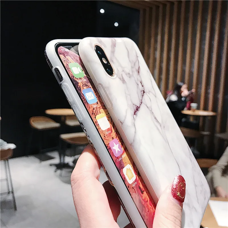 Мраморный чехол для телефона iPhone 7 из мягкого ТПУ задняя крышка 6 6s 8 Plus X iphone XR XS Max