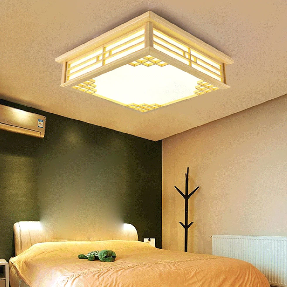 Светодиодная деревянная лампа из овечьей кожи японский потолочный светильник