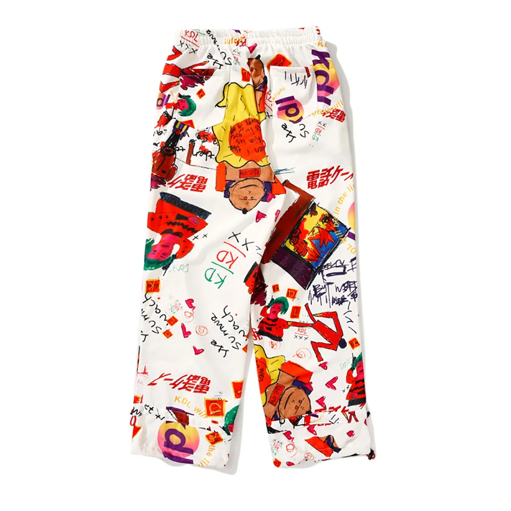 Женские брюки в стиле Харадзюку повседневные Прямые с эластичным поясом
