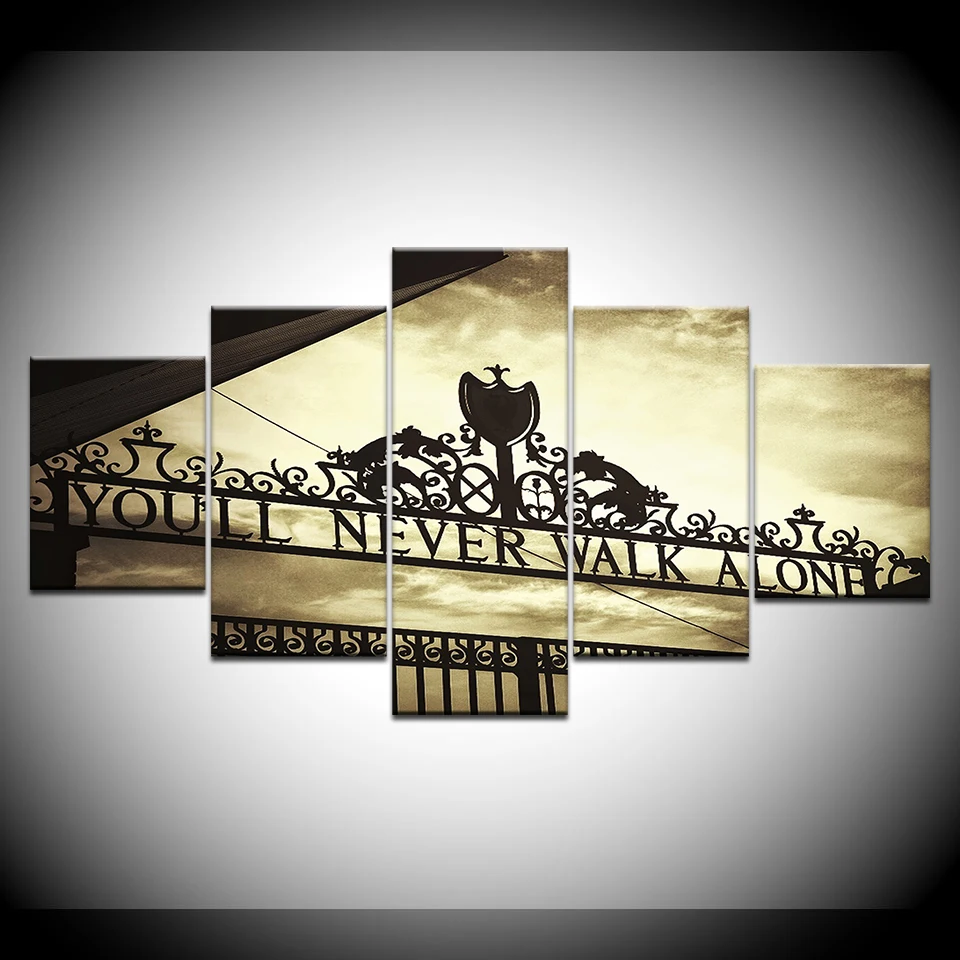 Картина на холсте 5 панелей HD Печать тему спорта Ливерпуль железные ворота вы