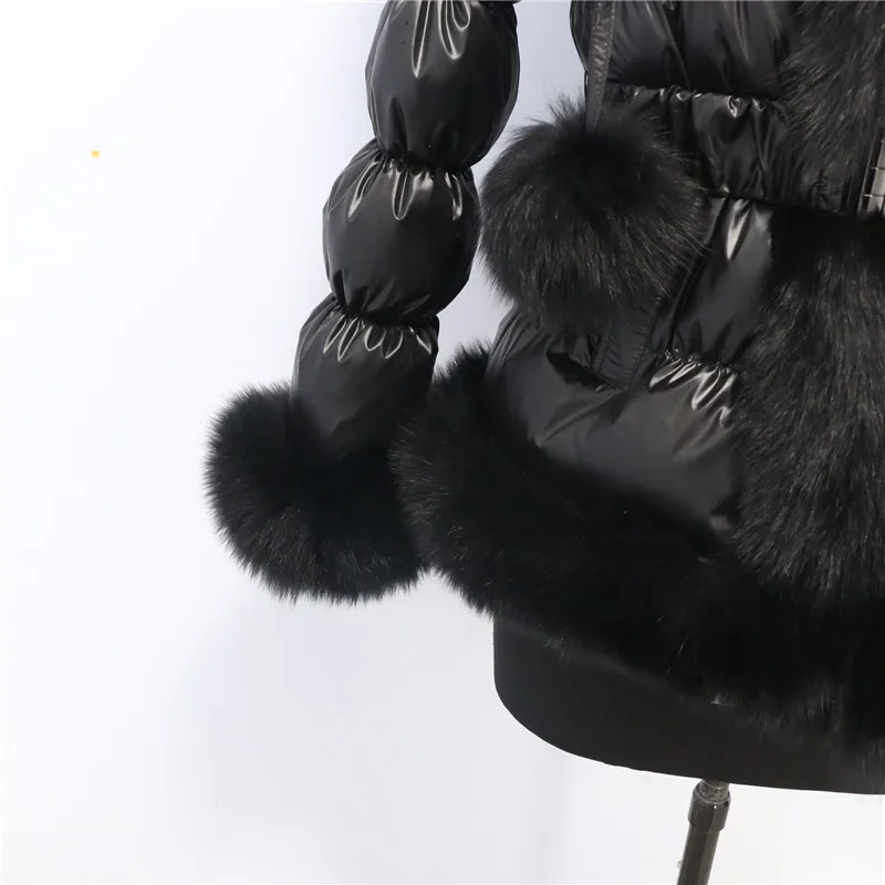 Модное Новое Стильное зимнее детское пуховое пальто с отделкой из лисьего