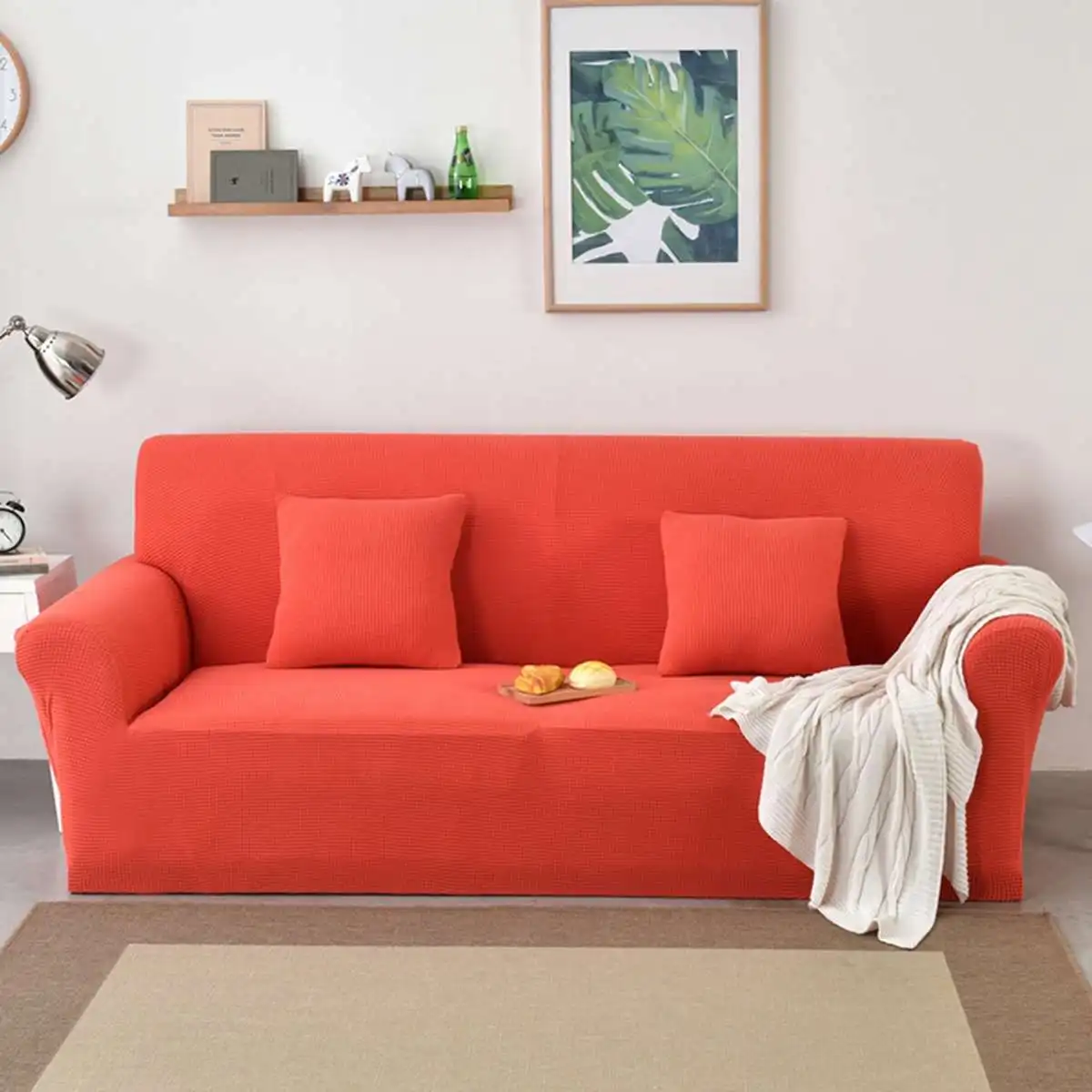 Vibrant Orange Из Полар-флиса Чехол Диван из массива Цвет чехол для дивана эластичный чехол на весь диван 1/2/3/4 местный стрейч подушка чехол чехлы на стулья синий - Цвет: Vibrant Orange