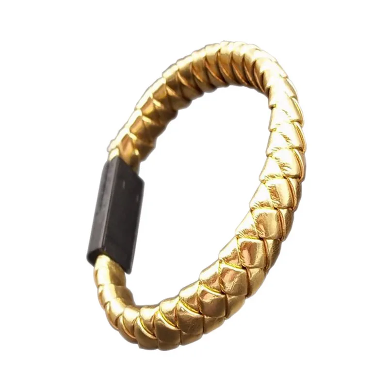 for type-c gold FUNIQUE кабель для передачи данных для мобильного телефона плетеные браслеты и браслеты для мужчин и женщин панк Usb зарядный кабель Lether браслет ювелирные изделия - Окраска металла: for type-c gold