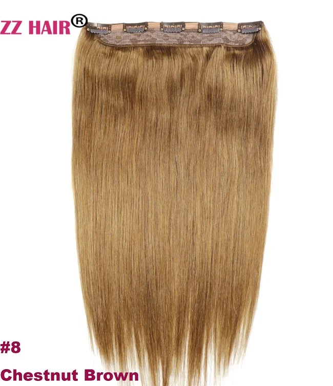 ZZHAIR 80 г 100 г 1" 18" 2" Искусственные волосы одинаковой направленности волос один кусок набор 5 зажимов в человеческие волосы для наращивания 1 шт Натуральные Прямые - Цвет: #8