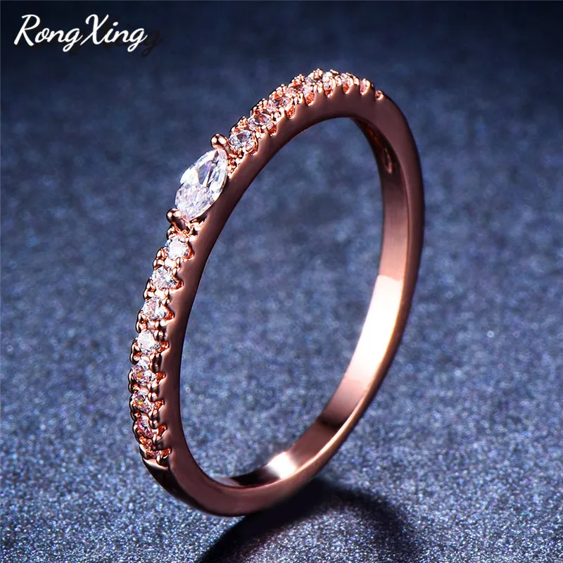 RongXing однорядные полные циркониевые ограненные белые кольца по месяцу рождения