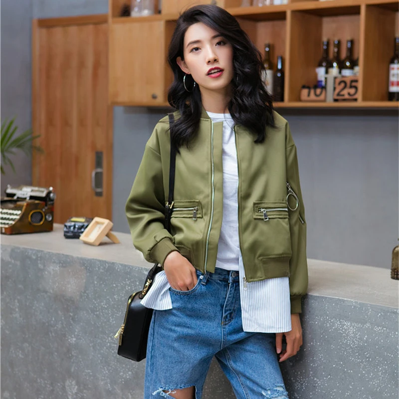 Hzirip Мода 2017 г. осень свободные Армейский зеленый лоскутное пальто Курточка