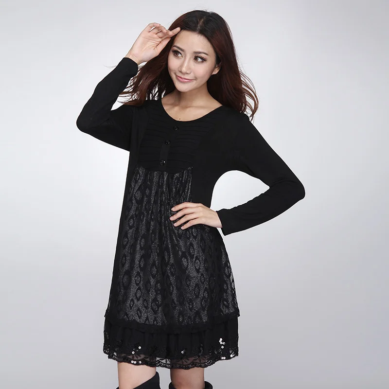 Бесплатная доставка 2019 весенняя одежда большого размера кружевное базовое
