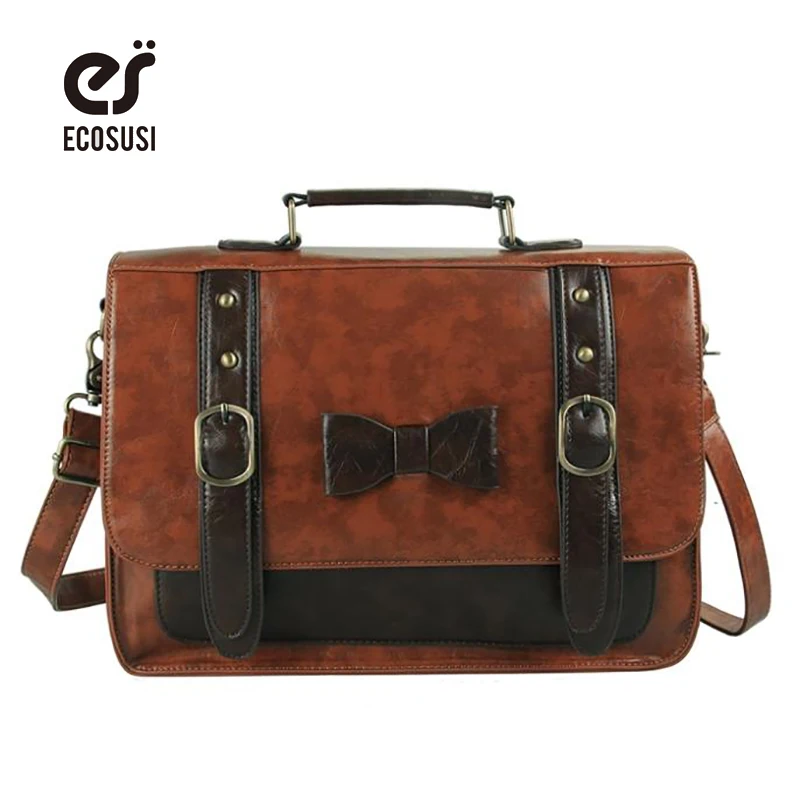 ECOSUSI Новый портфель женские сумки мессенджеры модная сумка через плечо кожаная