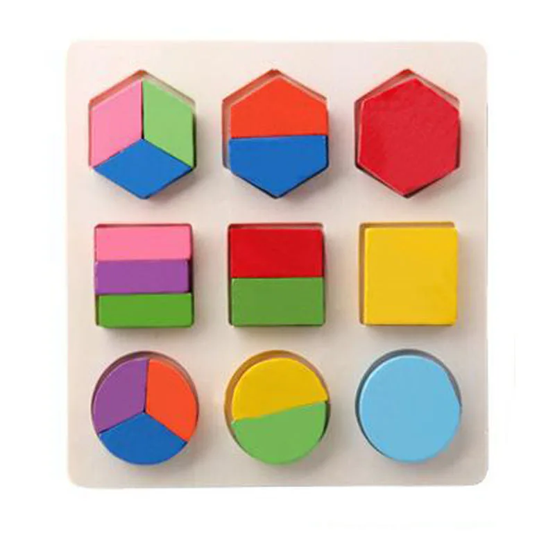 Деревянные Геометрические 3D Puzzle игрушечные лошадки Математика для раннего