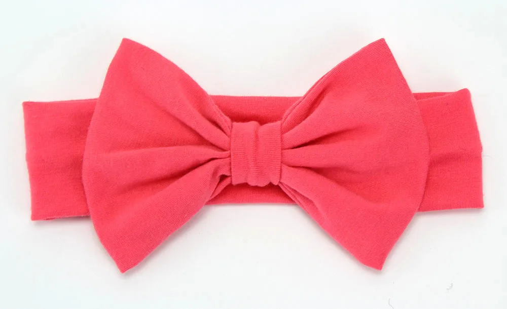 Watermelon Red Новинка года; повязка на голову с большим бантом для девочек 7 дюймов; эластичная повязка на голову с большим бантом для волос; повязка на голову с бантом для маленьких детей - Цвет: Watermelon Red