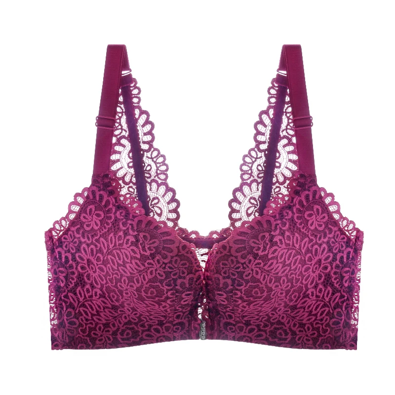 Бюстгальтер кружевной с цветочной вышивкой и эффектом пуш-ап