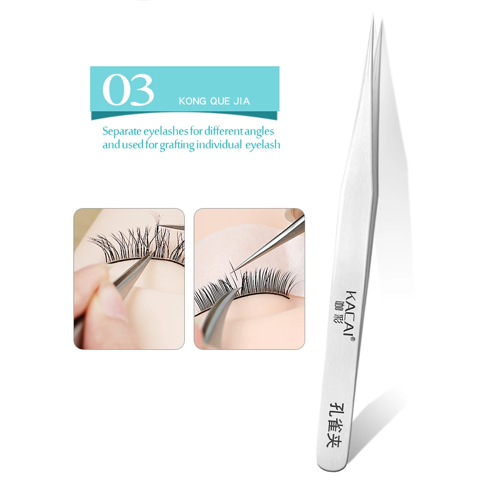 KAICAI Пинцет для ресниц профессиональный отдельных из нержавеющей стали объема