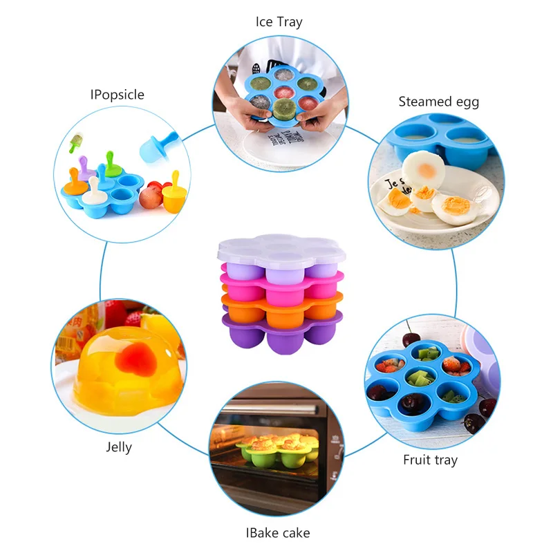 7 отверстий Силиконовый поднос для льда вспомогательная коробка добавка