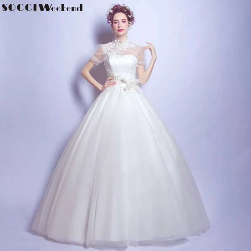 SOCCI Weekend 2018 винтажное свадебное платье с высоким воротом Vestidos De Noiva Милое