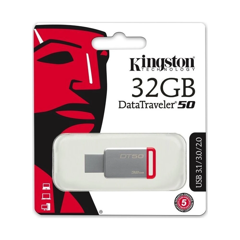 Kingston technology DataTraveler 50 32 ГБ 3 1 (3 0 Gen 1) разъем usb type A монолитный красный серебристый|USB