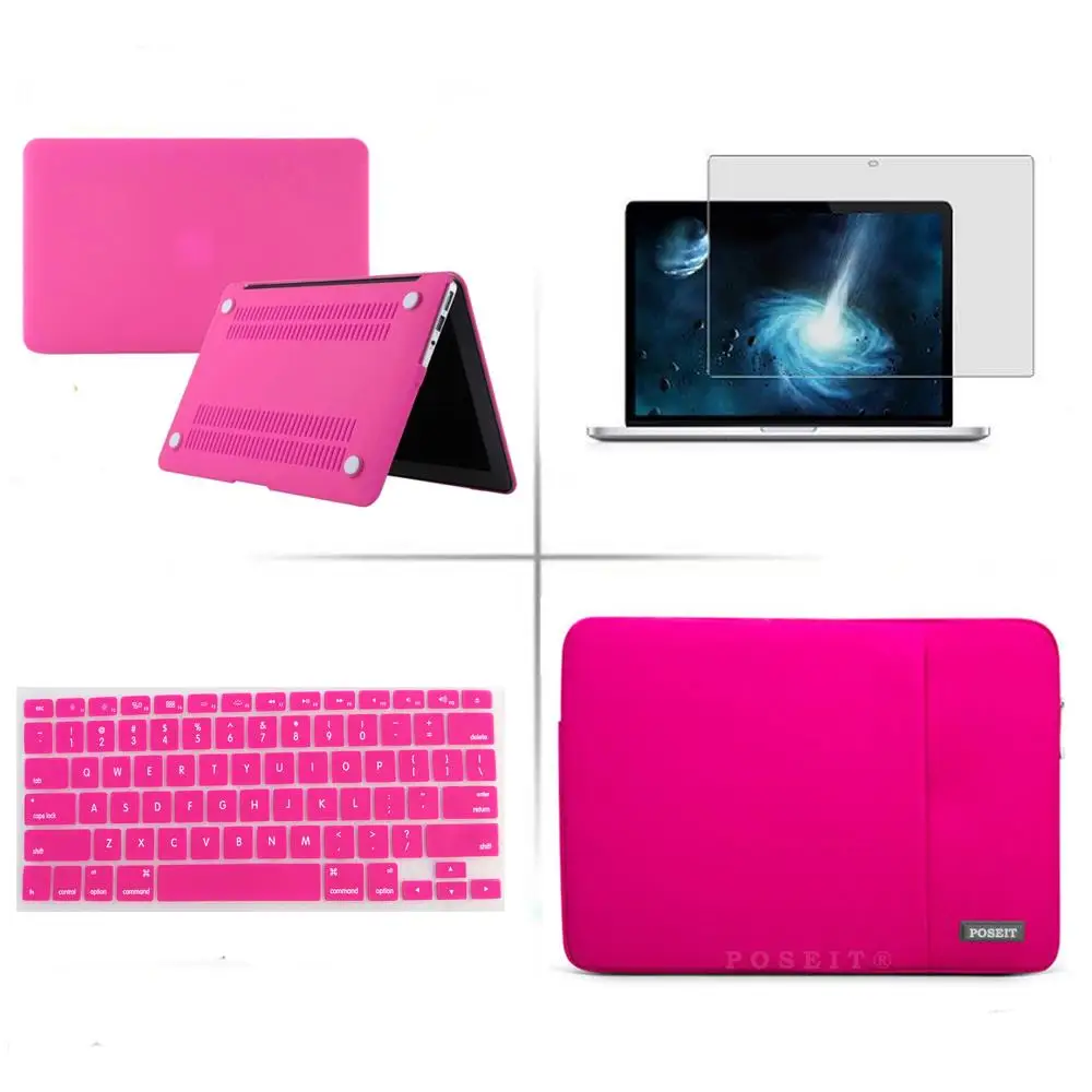 Hot Pink 4 в 1 матовый жесткий чехол+ клавиатура чехол+ сумка для ноутбука lcd пленка для нового Apple Macbook Pro Air retina Touch Bar 11 12 13 15 - Цвет: Hot Pink