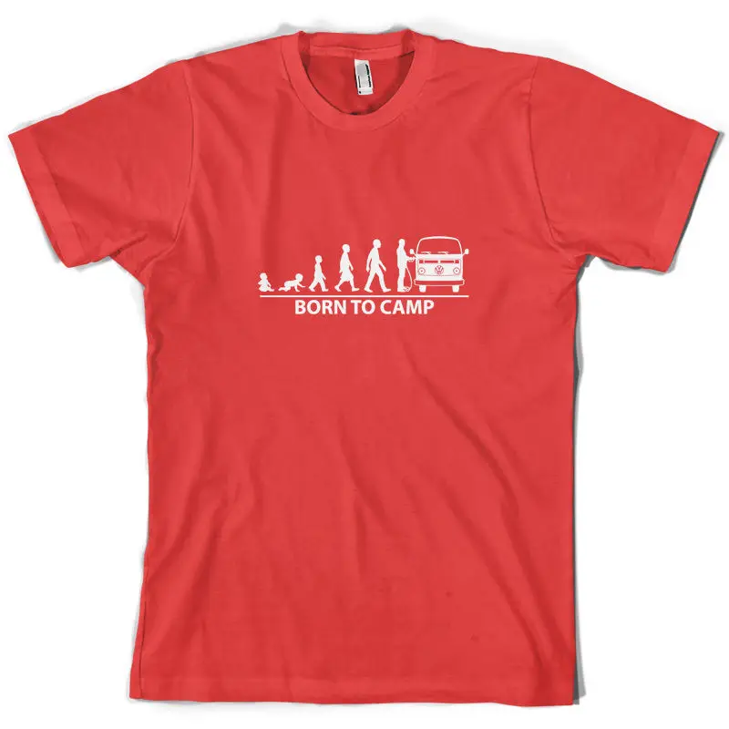Born To Camp (Bay Window) Мужская футболка Camper Van Bus Новые футболки Забавные топы унисекс