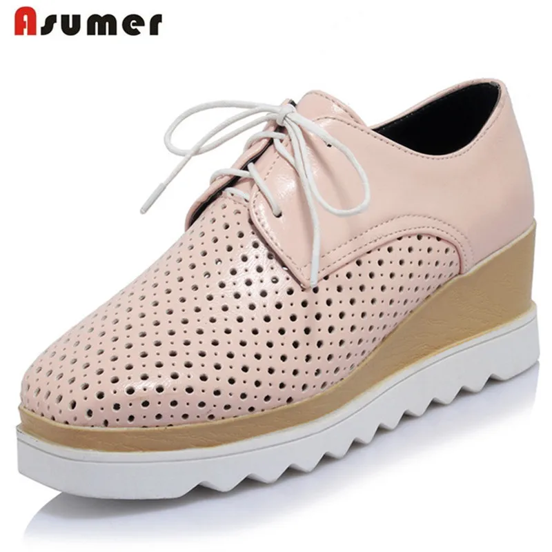 Asumer/Модная обувь женские туфли на танкетке с квадратным носком шнуровке