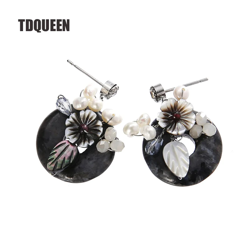 Черные серьги гвоздики с натуральным камнем женские модные ювелирные изделия в